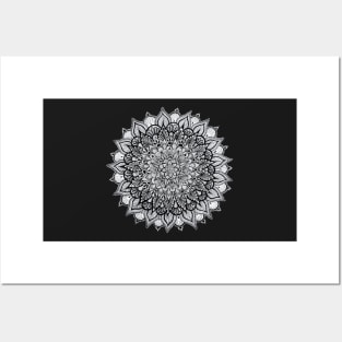 Black and white Mandala Posters and Art